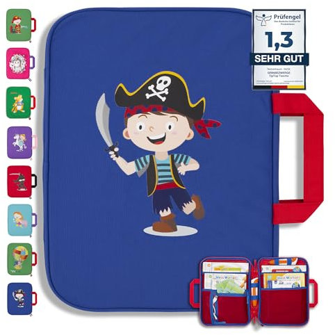 GRINSEZWERGE Tasche für TipToi Bücher Plus TipToi Stift und Zubehör – 10 Motive | passend auch für Kinder Tablet und Edurino Figuren | Tip TOI Starterset Buch Aufbewahrung Hülle - Pirat