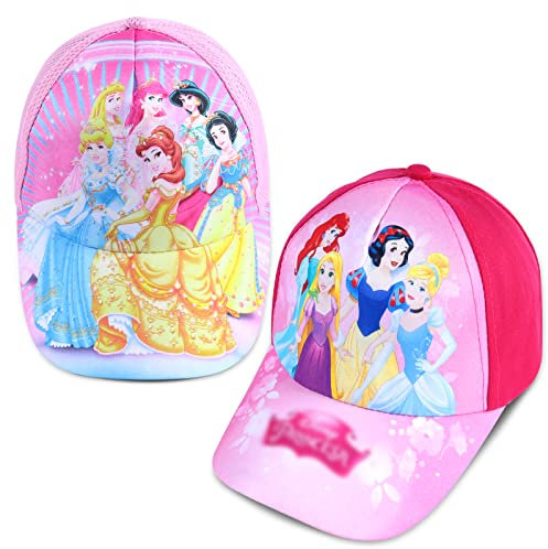 AWOUSUE 2 Pezzi Cappello Principesse Bambina, Cappello con Visiera Principesse Bambine, Berretto da Baseball per Ragazze, Baseball Regolabile Cappello, Cappellino Bambina con Visiera Protettiva