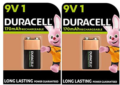 2X Duracell 9V Ricaricabili 170 mAh (2 Blister Da 1 Batteria) 2 Pile