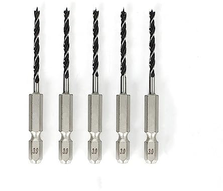 Dreipunkt-Holzbohrer mit Sechskantschaft, perforierender Stützbohrer, elektrische Bohrmaschine, Drehkopf, Holzbrettloch, 3,0 mm, 5 Stk