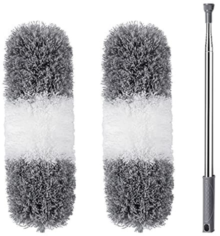 PNOOFR Plumeau Télescopique Microfibre Avec Poignée en Acier Inoxydable, Lavable, Parfait Pour Éliminer la Poussière Chez Vous ou Dans Votre Voiture