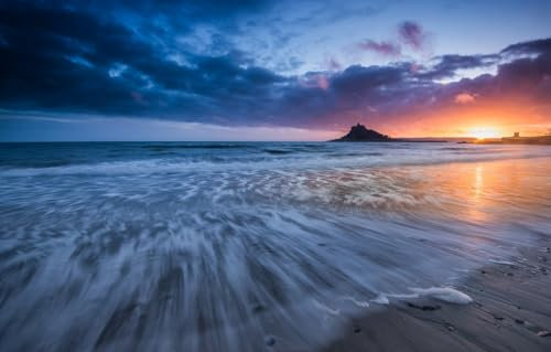 GUOHLOZ 1500 Teile, Puzzle für Erwachsene, Meer, England, Cornwall, Mount's Bay, 87x57cm