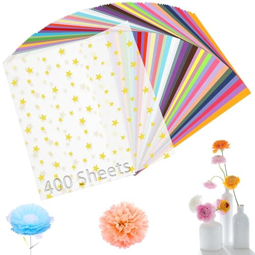 Mbsomnus 400 Blatt Seidenpapier Bunt 40 Colours Transparentpapier Bunt 29x20cm Buntes Papier A4 Tissue Paper für DIY Papierblumen Basteln Hochzeit Birthday Christmas Gift Decoration