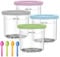 Dimoxii 4 Pcs Bacs À Crème Glacée pour Ninja Creami, Pot à Glace avec Couvercles en Silicone et Cuillères Compatibles avec les Séries NC301 NC300UK NC299AMZ
