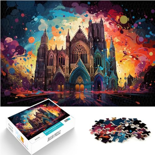 Jigsaw Puzzles for Adults 1000 Piece，Colorful psychedelia at York Minster，for adults & kids Wooden Jigsaw，Educational Game Challenge Toy，Size：50x75cm