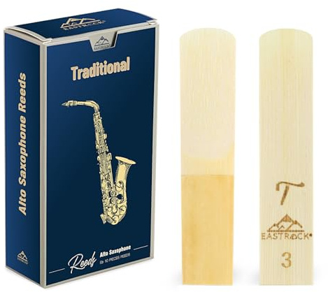 EASTROCK Traditionelle Altsaxophon-Blätter für Saxophon Stärke 3,0-10 Stück | Geeignet für Erwachsene, Anfänger und Saxophonisten,Jedes Altsaxophon-Blatt wird einzeln verpackt geliefert