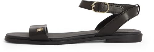 Tommy Hilfiger Sandales Femme Ankle Strap en Cuir, Noir (Black), 39