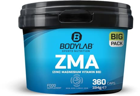 Bodylab24 BIG PACK ZMA 360 Kapseln, mit Zink, Magnesium, Vitamin B6 + B5 und Vitamin D3, hochdosierter Komplex, unterstützt Muskelfunktion und Immunsystem
