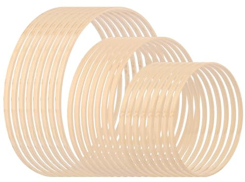 LDXDRU 24 Stück Holzringe zum Basteln 20, 25, 30 cm Makramee Ringe Bambus Floral Hoop Holz Blumenkranz Traumfänger Holzring Bambus Ringe Set für Wickeltechnik, Traumfänger, Floristik, Hochzeitskranz