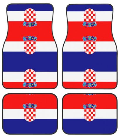 BROLEO Republik Kroatien Flagge Bild Automatten 4er Set – alle Autos – leicht zu reinigen, rutschfest – verschönern den Innenraum und schützen Autos