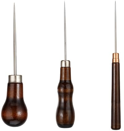 3 Pcs Locher Ahle Werkzeug Lederwerkzeug Ahle Vorstecher mit Holzgriff DIY Lederhandwerk Nähen Ahle Nähen Werkzeug Holzgriff Zum Nähen Oder Reparieren Von Canvas Papier Leder Stoff