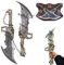 Kratos Chaos Blade of GOW, aus Metall, EIN Satz von Zwei Bades of Chaos mit Display-Plakette, Kratos Metall-Kettenschwert, 1:1 Replik des Kriegsspiels Requisiten für Cosplay Display und Geschenk