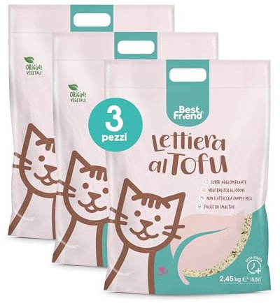 Best Friend - Tofu Katzenstreu 5,5 l Klumpende Katzenstreu Bis zu 30 Tage Nutzung, Entsorgung in Organic oder Toilette. Geruchshemmender Sand | Klassischer Duft, 3 Stück