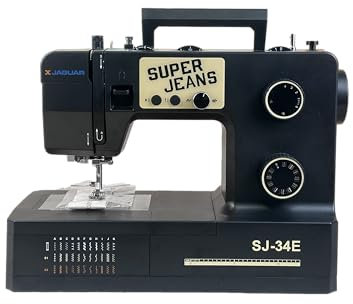 Jaguar SJ-34E Robuste Nähmaschine Super Jeans | 34 Stiche | Elektronik | Erweiterungstisch | Auto Einfädler | Spule zum Einführen | Servomotor | LED | Freiarm | für dicke Stoffe