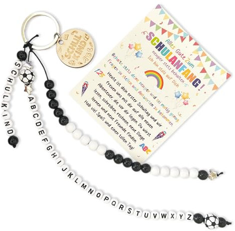 UTEFIF Schulkind Geschenk, Rechenkette Schultüte mit Schulanfang Glücksbringer Plus Grußkarte, Schulanfang Geschenk Glücksbringer(schwarz)
