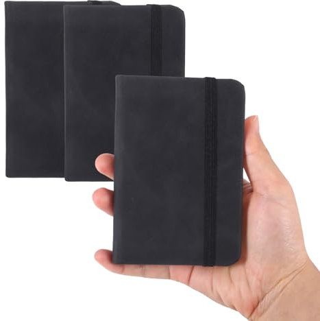 Chanumetal 3 stück Notizbuch A7, Notizbuch Klein mit 100 Blatt, 11 × 7,5 cm Pocket Notebook Klein, Hardcover Notizblock A7 Schwarz für Lernen, Büro, Tägliche Aufzeichnungen (Schwarz)