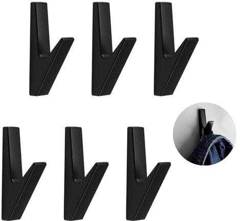 Generico 4 Ganci Appendiabiti da Parete in Lega di Zinco Nero Opaco,Gancio Accappatoio Doccia,per Pannelli Fonoassorbenti, Bagno, Cucina, Corridoio – Ganci da Muro Robusti e Moderni (4)