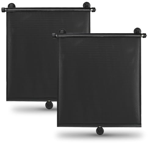 D-Lumina Parasol de Coche para Ventana Lateral Trasera,Cortinilla Enrollable con Protección UV Bebés y para Niños y Mascotas Parasol Coche Bebe Desmontable,Accesorio de Coche 2 Unidades