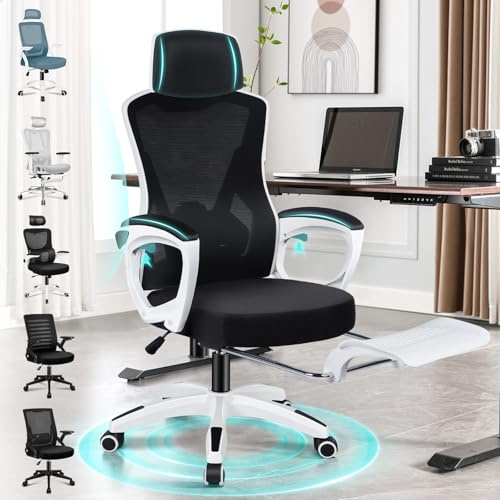 ALFORDSON Sedia Ufficio, Sedia Ergonomica Schienale Alto Rete con Rotelle, Supporto Lombare, Seduta Traspirante, Altezza Regolabile, Ideale per Casa, Studio, Gaming, Nova, Nero e Bianco