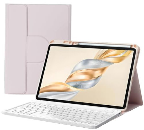 HLTOOP Keyboard Case for Honor Pad X9a/X9 Pro 11.5 inch 2025, 360° Rotatable Magnetic Case with Pencil Holder,Detachable Bluetooth Keyboard,Pink