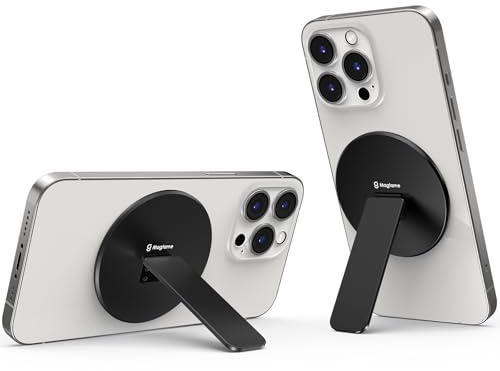 Magtame Magnetic Phone Stand, Supporto per telefono con Kickstand, Supporto in metallo 3 in 1 per mano, Compatibile con i-Phone 12/13/14/15/16 serie, Nero