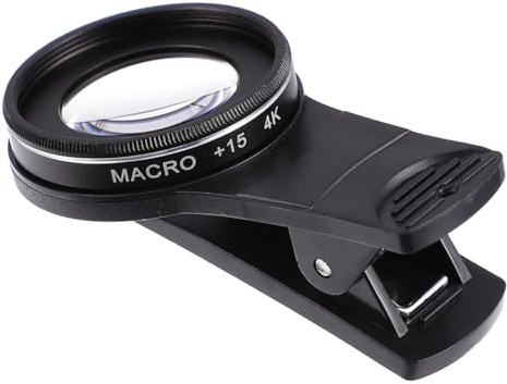 OSALADI Lente Macro Nero Vetro 37mm 15x in Lega di Alluminio Aeronautico per Fotografia Dettagliata e Fissaggio Resistente per Smartphone per Fotocamera e Telefono