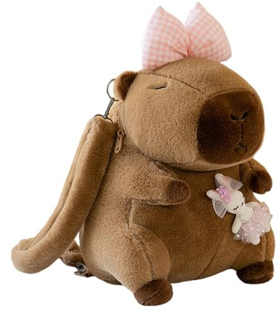 Süßer Rucksack, große Kapazität, für die Schule, weicher Capybara-Plüsch-Rucksack für Plüschtiere, für und Mädchen, Geburtstag, Reisen, Tagesausflug, Schule, Camping, Picknick und Dep