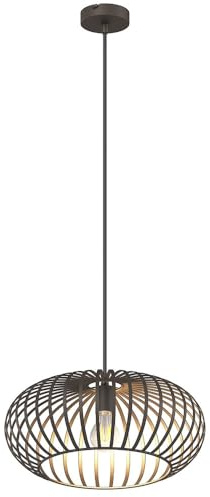 LED Hängeleuchte Käfig Design Hängelampe Pendelleuchte Wohnzimmer Deckenlampe im Lamellen Design, Metall braun, 7W 806lm warmweiß, DxH 40x150 cm
