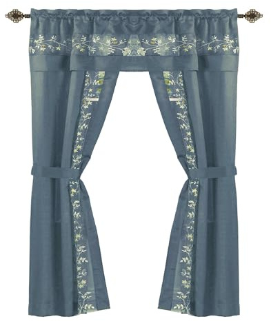 ACHIM Light-Filtering Curtain Set, 55 x 63 in, Ice Blue, 5-Piece Set