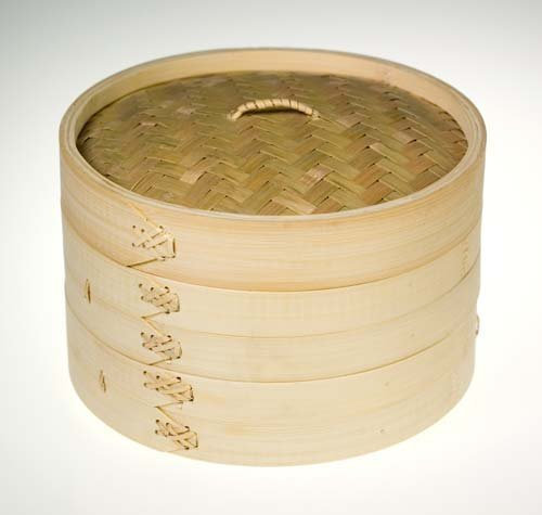 Superior Quality Round Bamboo Steamer - Two Layer with One Lid and Free Dim Sum Paper (10)
