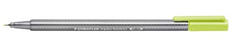 Staedtler 334-53 Triplus Fineliner (Dreikant, Superfeine, Metallgefasste Spitze, Linienbreite ca. 0,3 mm, 10 Stück) limonengrün