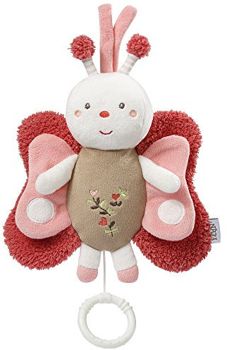 Fehn 068047 Spieluhr Schmetterling / Aufzieh-Spieluhr mit herausnehmbarem Spielwerk zum Aufhängen, Kuscheln und Greifen / Melodie Mozarts Wiegenlied für Babys und Kleinkinder ab 0+ Monaten