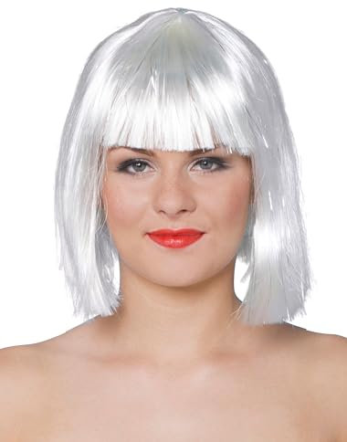 Perücke Bob mit Lametta-Strähnen Silber one Size