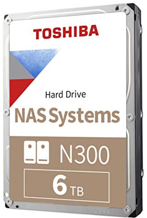 Toshiba N300 6TB NAS 3.5-Inch Internal Hard Drive - CMR SATA 6 GB/s 7200 RPM 128 MB Cache - HDWN160XZSTA