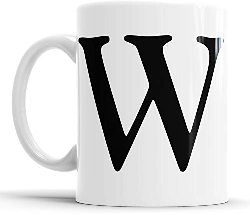 Faithful Prints Alphabet Mug Letter Mugs Initial Coffee Cup Birthday Fathers Day Gift (Letter W)