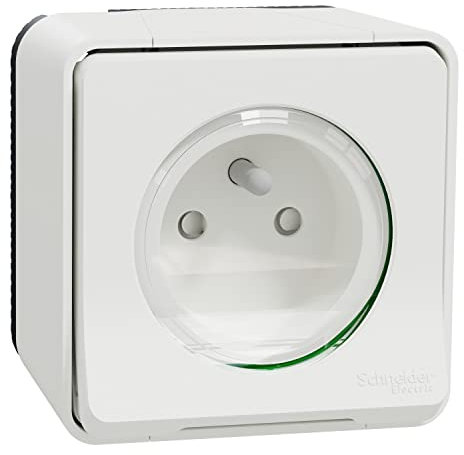 Schneider Electric - Mureva Styl - Prise de courant 2P+T - saillie - IP55 IK08 - connex auto - blanc - MUR39030