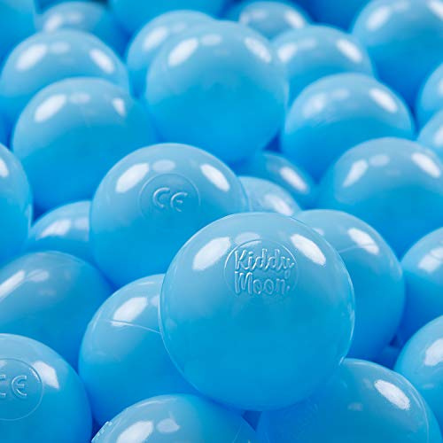 KiddyMoon 700 ∅ 7Cm Kinder Bälle Spielbälle Für Bällebad Baby Einfarbige Plastikbälle Made In EU, Baby Blau
