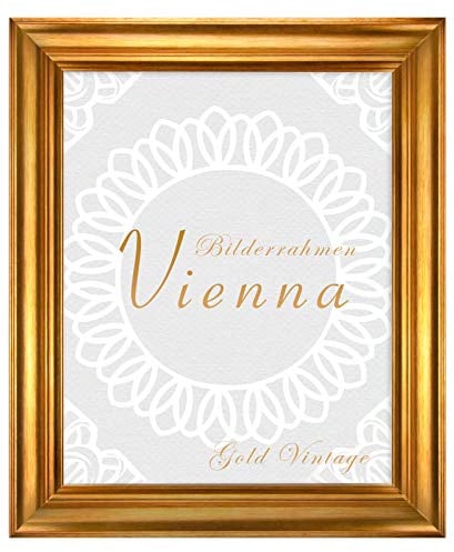 Birapa Vintage-Bilderrahmen Gold 40x60 cm Fotorahmen, Holz mit Zierleiste innen und außen
