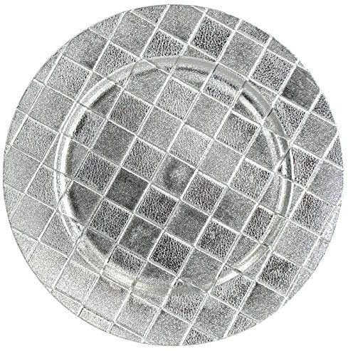 GERI Conjunto De Plata Cargador Platos 33cm Bajo Platos Redondo Cargadores a Cuadros - 33 Centimeters