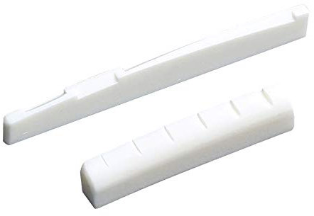 2 Sets 6 String Acoustic Guitar Bone Bridge Saddle and Nut Real Bone Parts for Acoustic Guitar Replacement