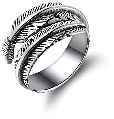 XIANNVQB 925 Silberringe - Retro 925 Sterling Silber Schmuck Thai Silber Nicht Allergische Persönlichkeit Federn Pfeil Punk Öffnung Ringe, Wie Gezeigt, Eröffnung