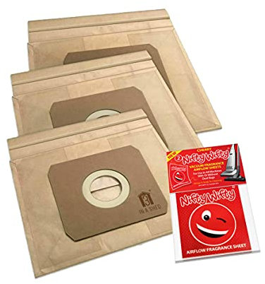 3 Compatible John Lewis & Partners 1.5L and 3L Vacuum Cleaner Dust Bags with Nifty Wifty CHERRY Vacuum Air Freshener Sheets Pk2