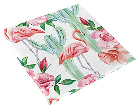 Mnsruu Sitzkissen mit Flamingo-Kaktus-Blumenmuster, Memory-Schaum-Pads für Zuhause, Küche, Esszimmer, Büro, Autositze, 40 x 40 x 3 cm