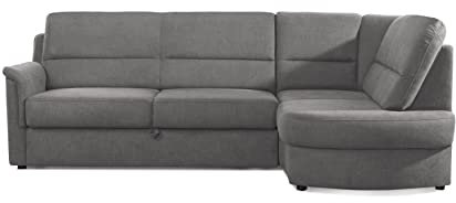 Cavadore Ecksofa Paris mit Federkern / Kleines L-Sofa mit Ottomane / 243 x 87 x 155 / Grau