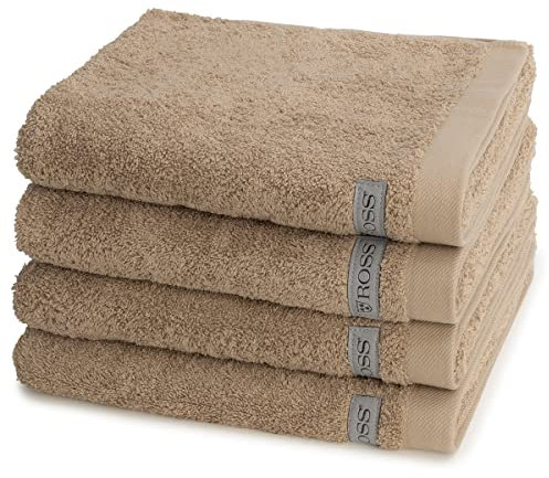 Ross - 4 teiliges Frottier-Set - Sinfonie (4 X Handtuch im Set) - 500 g/m2 - Baumwolle - Walkfrottee - saugstark - weich und flauschig - Walnuss