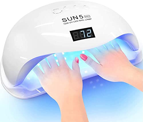 TriLine SUN5 PRO UV LED Nail Lamp 72W, Professional Nail Dryer Machine, Best Gel UV LED Nail Lamp for Fingernail & Toenail Gel Based Polishes – Nail Curing Light with 36pcs LEDs, 4 Timer Settings
