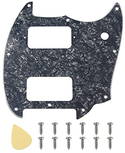 Yootones HH Gitarren-Schlagbrett mit 9 Löchern, runde Ecken, 2 Humbucker, kompatibel mit Squier Bullet Series Mustang E-Gitarre (4-lagig, schwarze Perle)
