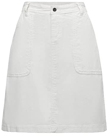 JEANIR Gonna midi da donna in corduroy elasticizzata, gonna a linea A con zip, gonna a lunghezza ginocchio con tasca (Bianco, Taglia media)