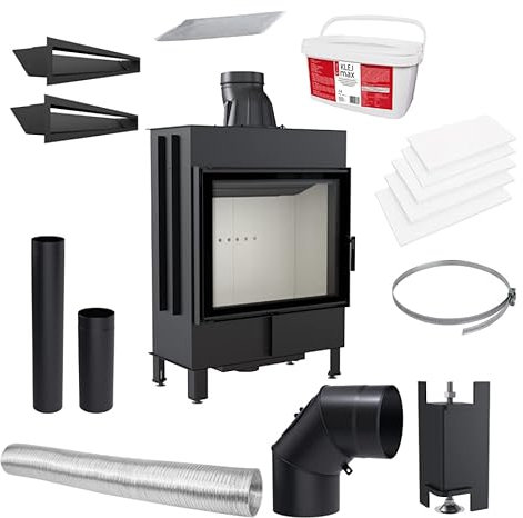 KRATKI Lucy Holzkamineinsatz Lufteinlass BImSchV 2 konform Stahl Thermotec Auskleidung Glasscheibe 3x2cm Plus Montagesatz