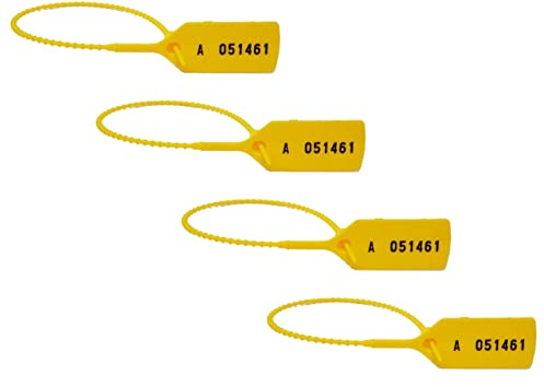 Nadia's Little Treasures Made in UK Numbered Pull Seal, Anti Tamper Seals, Security Zip Ties, Security tag, Security Seals, Security Tags, Tamper Seal, Numbered Zip Ties, Plastic Seal (Yellow, 500)